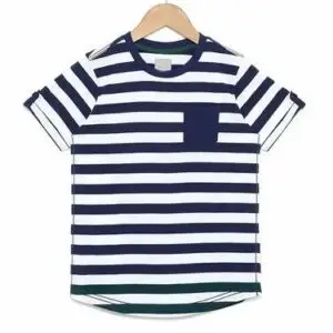 Casual Wear Round Kids Stripes Cotton T Shirt