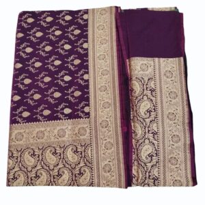 Plum Purple Nylon Satin Silk Saree, 6.3 M (With Blouse Piece)