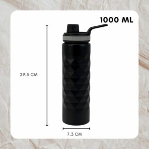 Stainless Steel Water Bottle 1000 ml with Sporty Cap & Handle ISI Approved Voik India