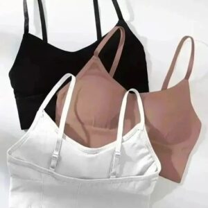 Bralette Women Everyday Lightly Padded Bra (Black, Brown, White), Cotton Blend